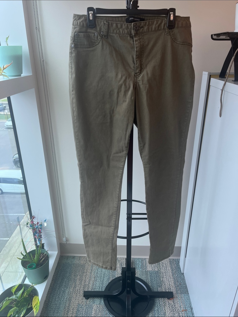 Ashley Stewart Olive Utility Straight Pants